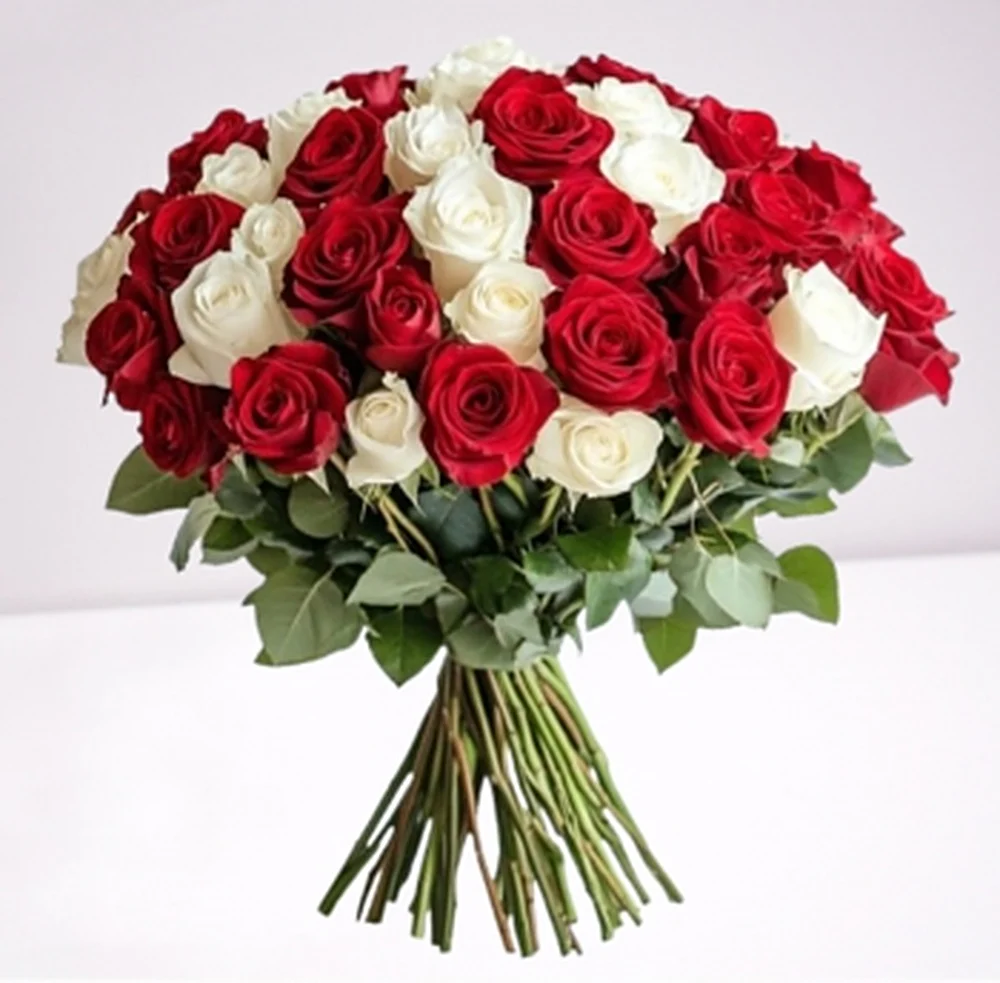 35 Red and White Roses