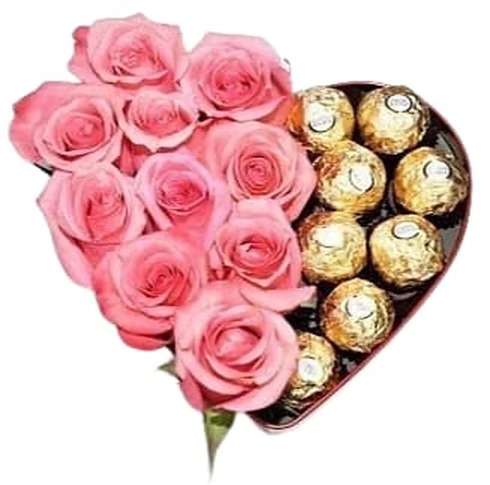 Heart-shaped Roses and Chocolate