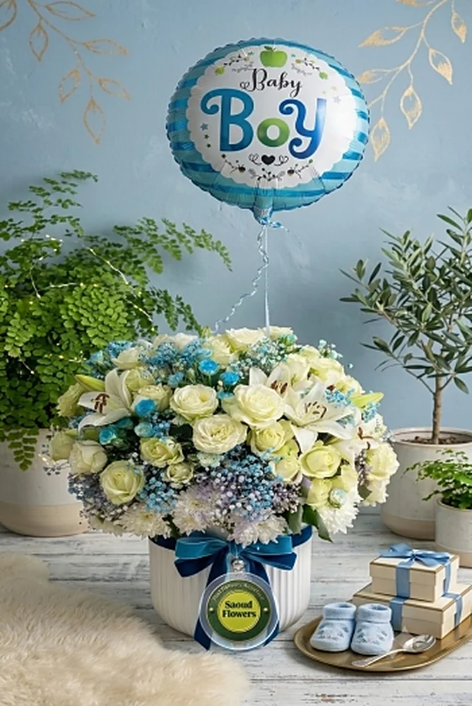 White and Blue Rose Box